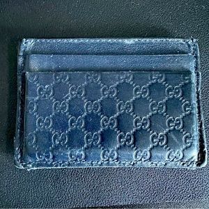 Gucci leather wallet (card holder) in navy